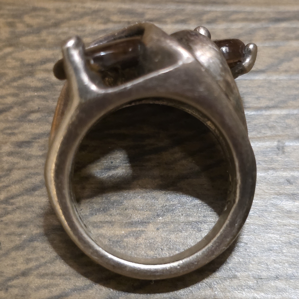 Stunning Vintage Avante Garde Sterling Silver Fire Agate Ring By Rancho Allegre - Picture 8 of 13